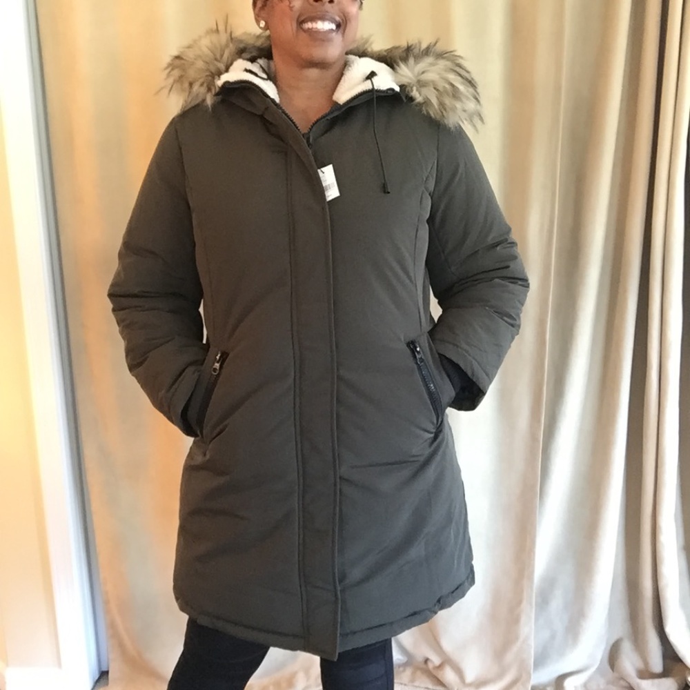 NWT Lane Bryant Faux-Fur Trim Hooded Parka Size 10/12W